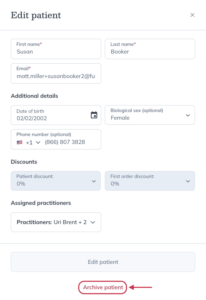 Click Archive patient.