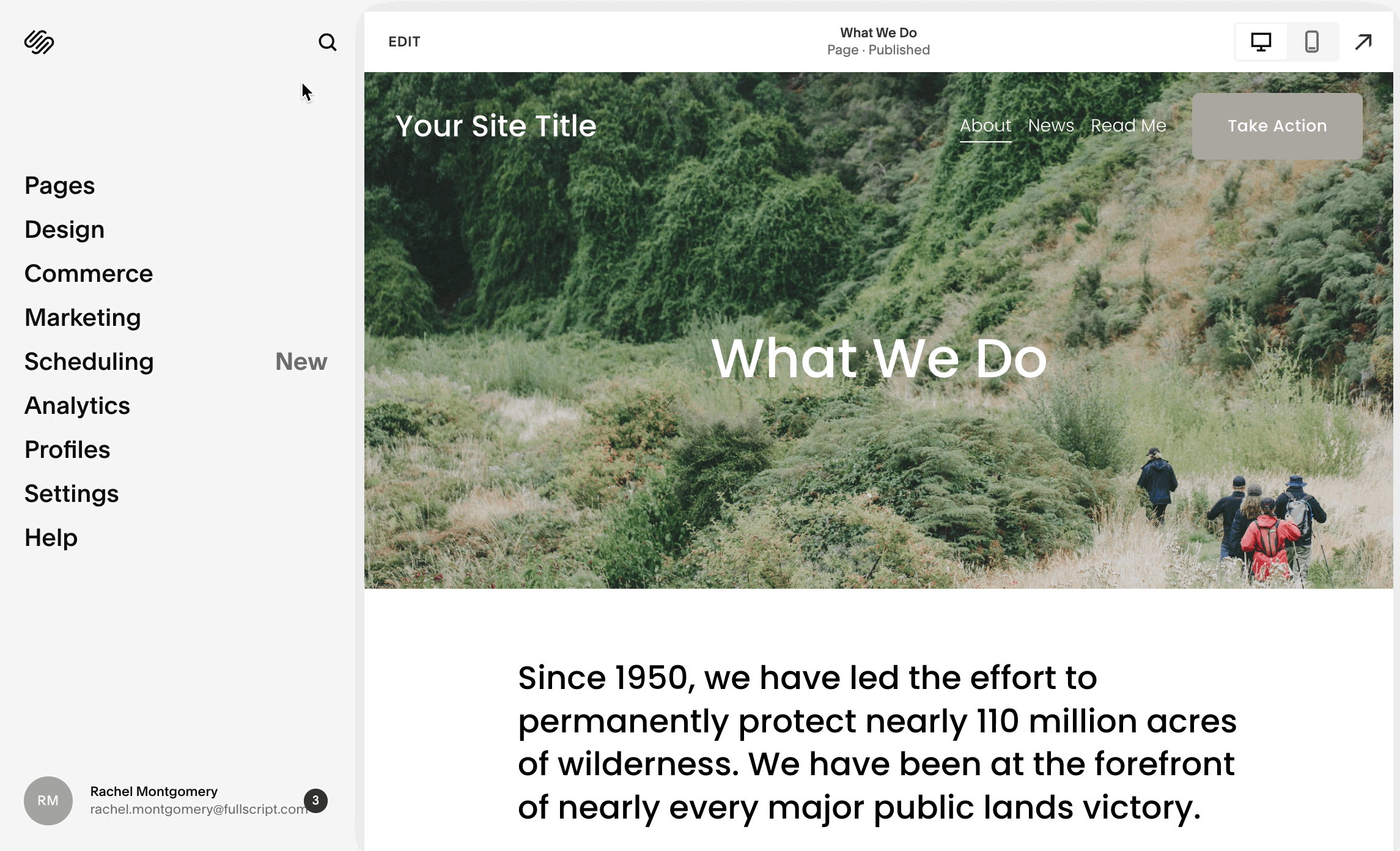 Adding a website button to a Squarespace website.
