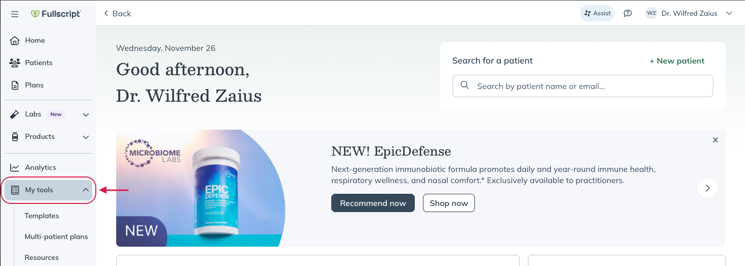 Click the My tools tab.