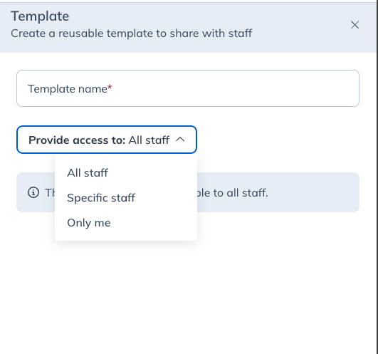 Selecting template permissions.