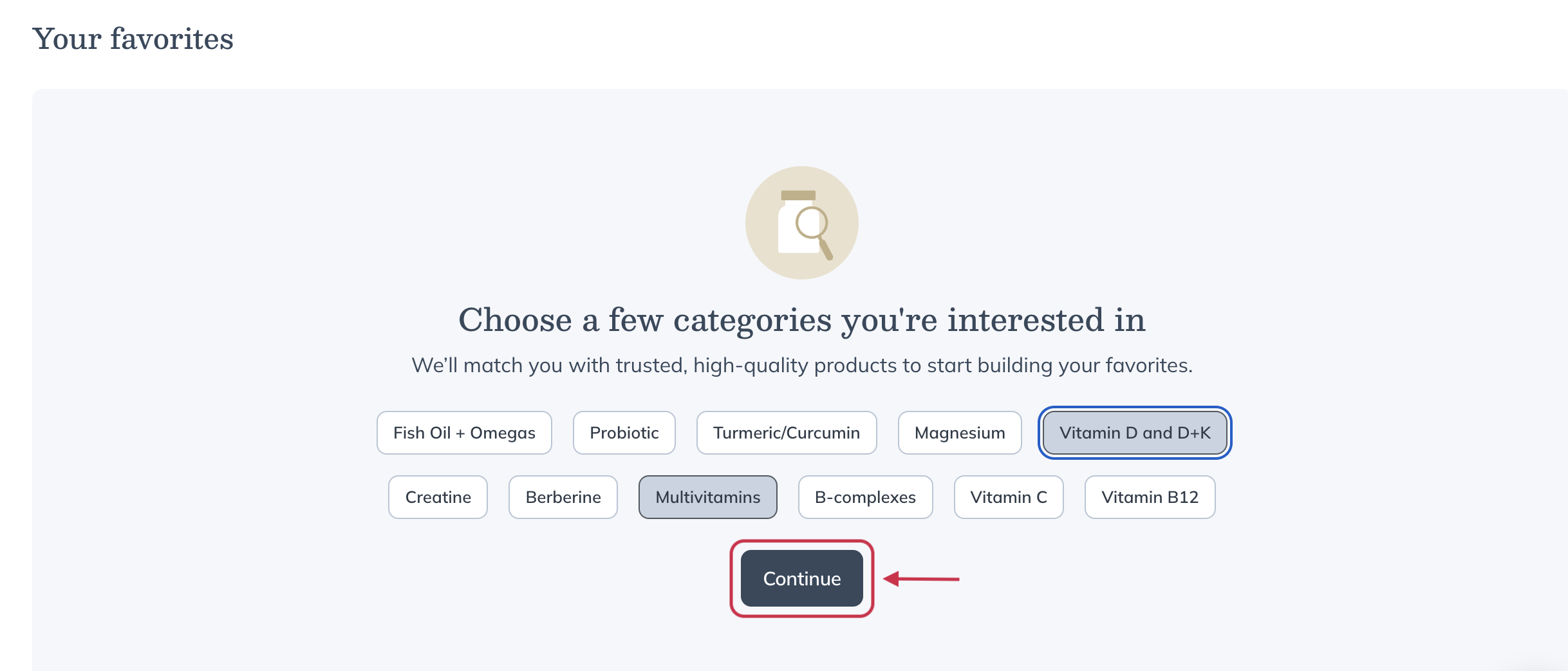 Curated product categories.