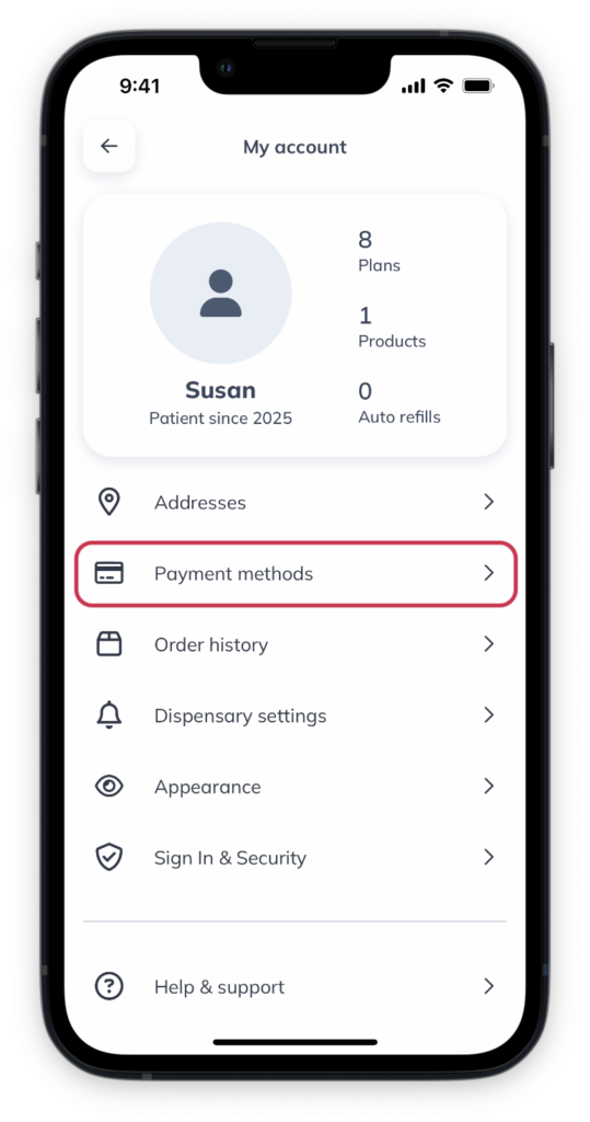 Tap payment methods.