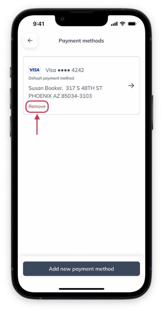 Remove payment method.