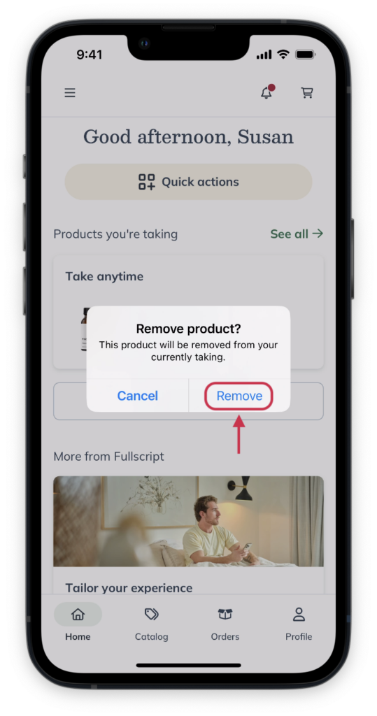 Tap Remove to confirm.