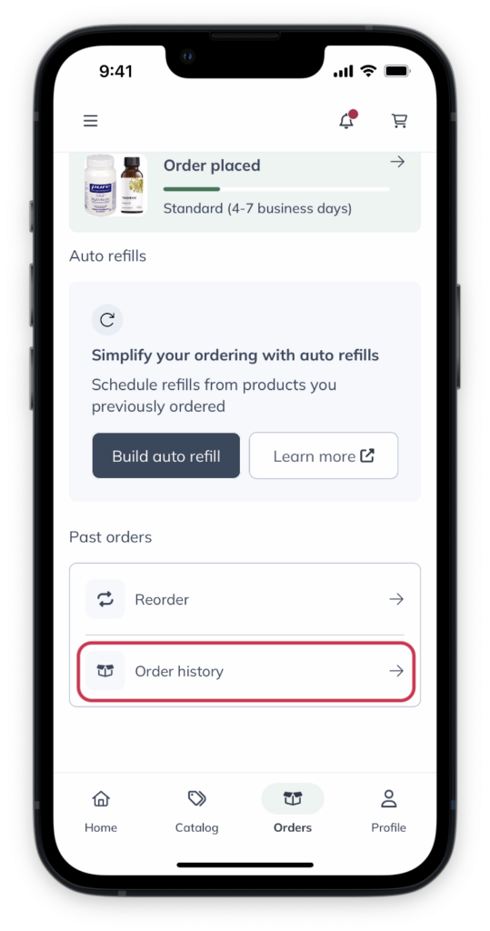 Tap Order history to view your orders.
