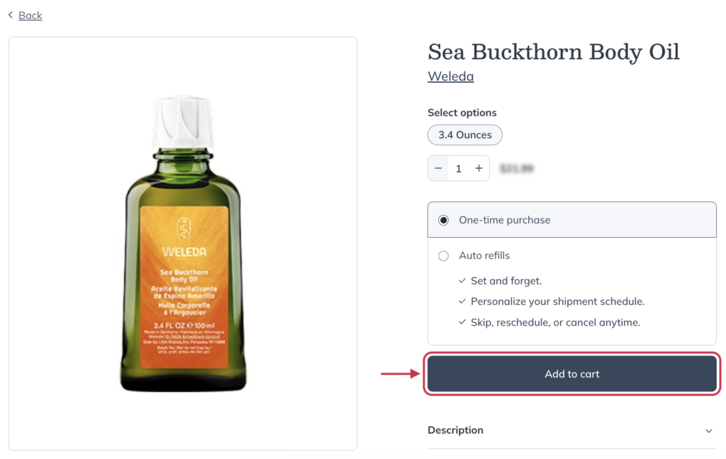 Adding a specific product to the cart.