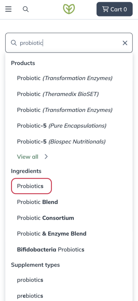 Exploring products using an ingredient filter.