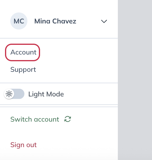 Accessing account settings.
