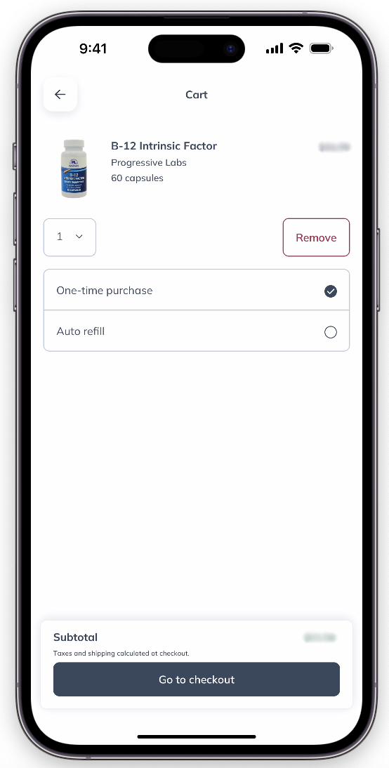The in-app cart.