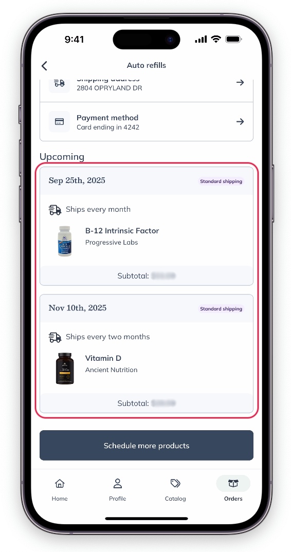Tap your upcoming order.