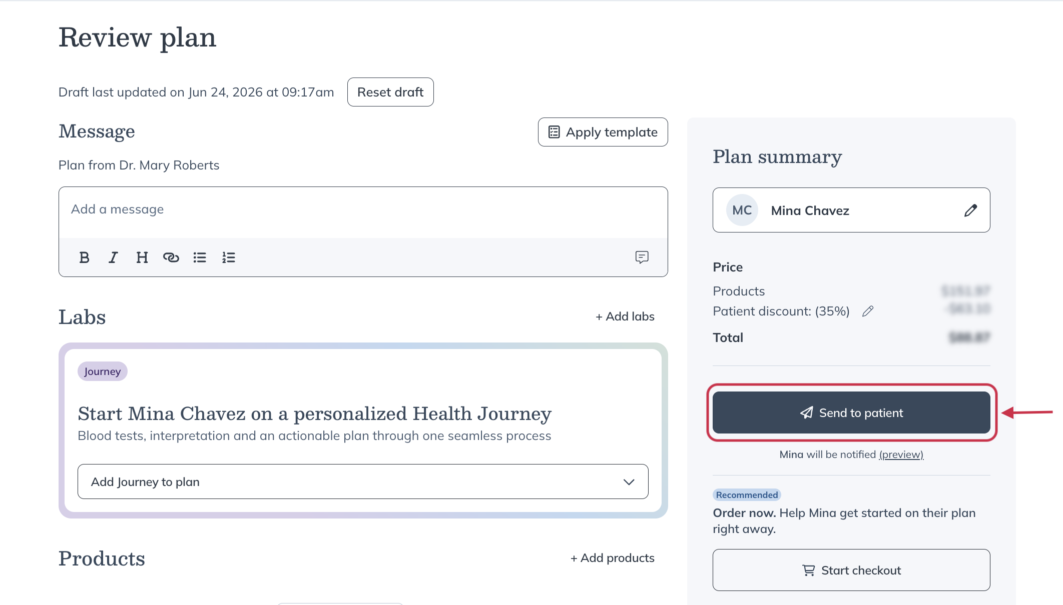 Send the plan to your patient.