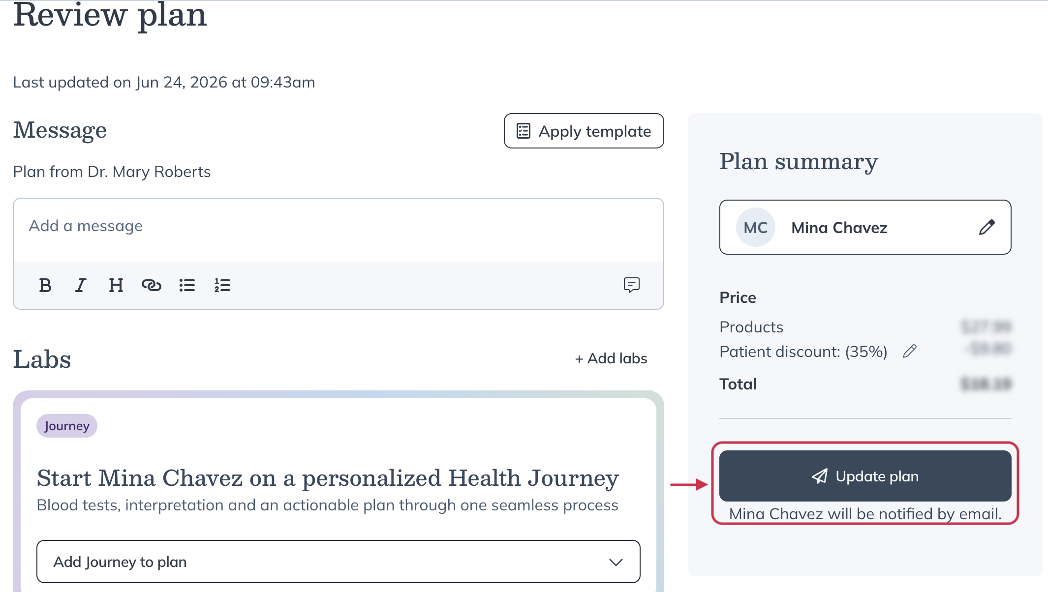 Click Update plan.