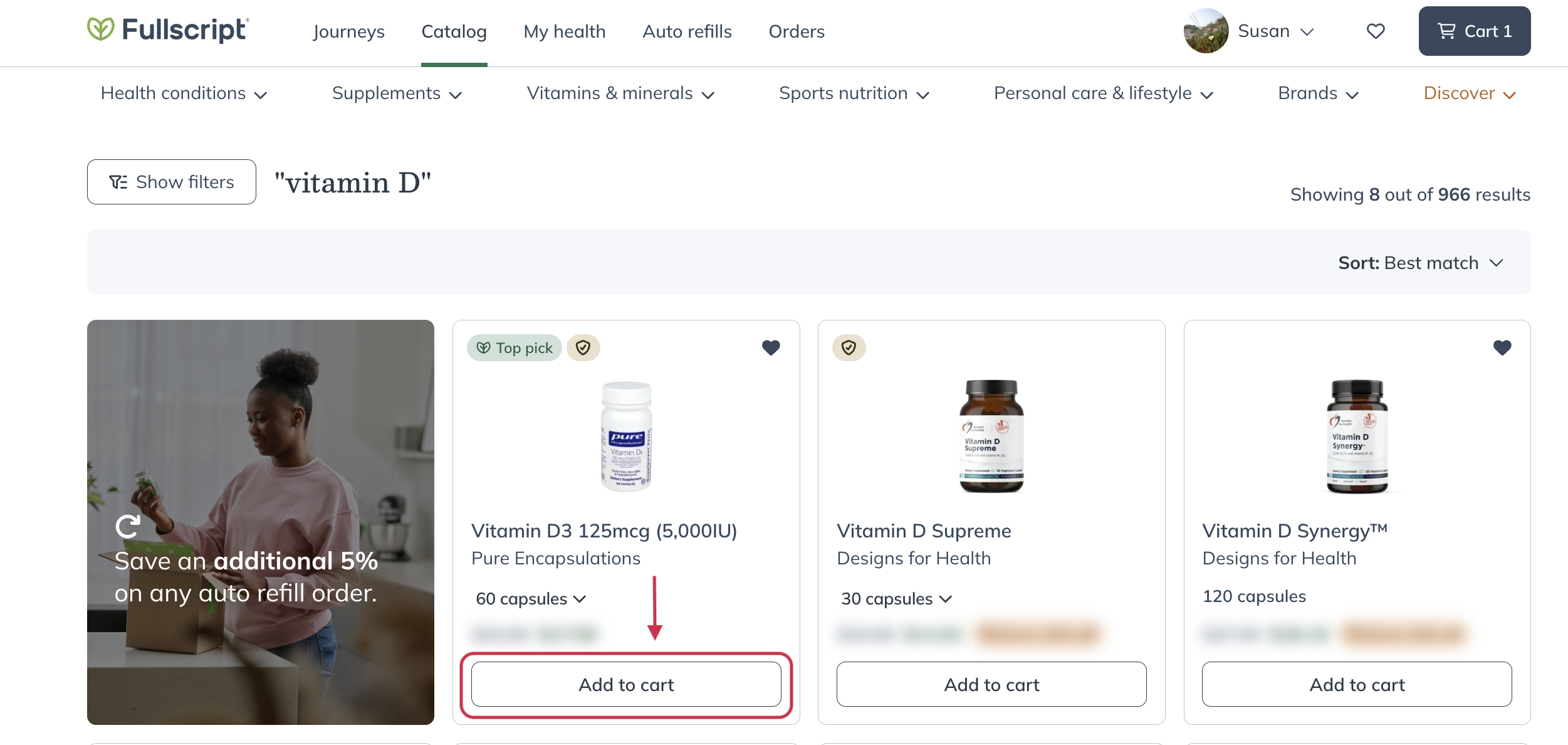 Select <strong>Add to cart</strong> to add products to your cart.