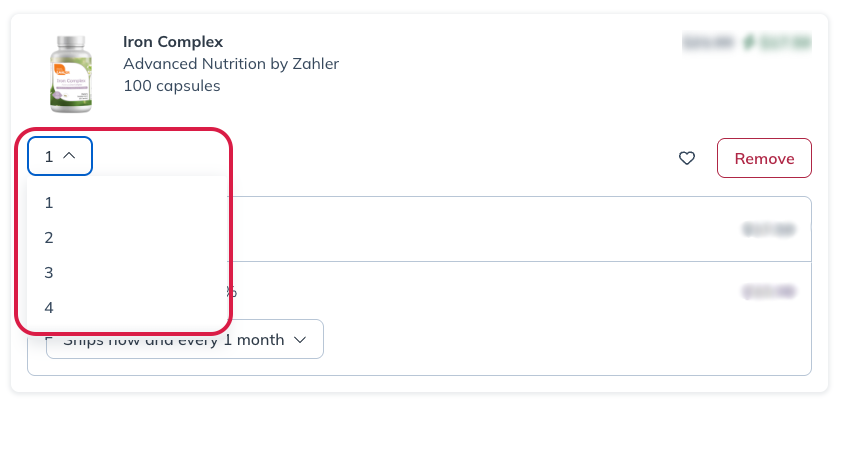 Use the quantity dropdown to choose the number of units you want.