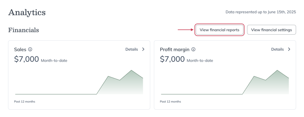 Click View financial reports.
