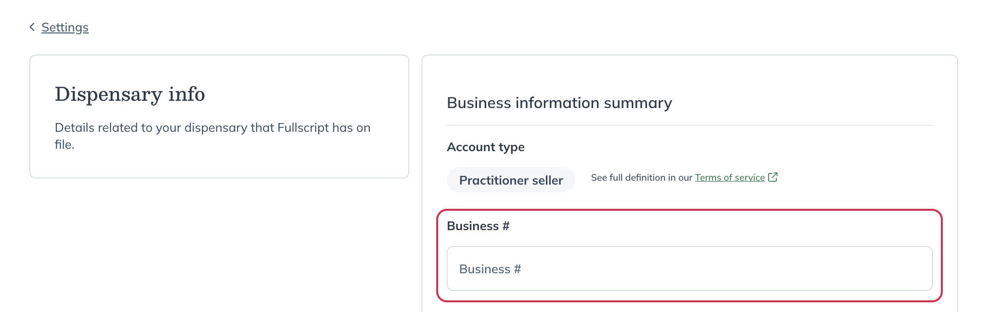 Enter your 9-digit business number on the Dispensary Info page and opt-in to include taxes (13%) on future payouts.