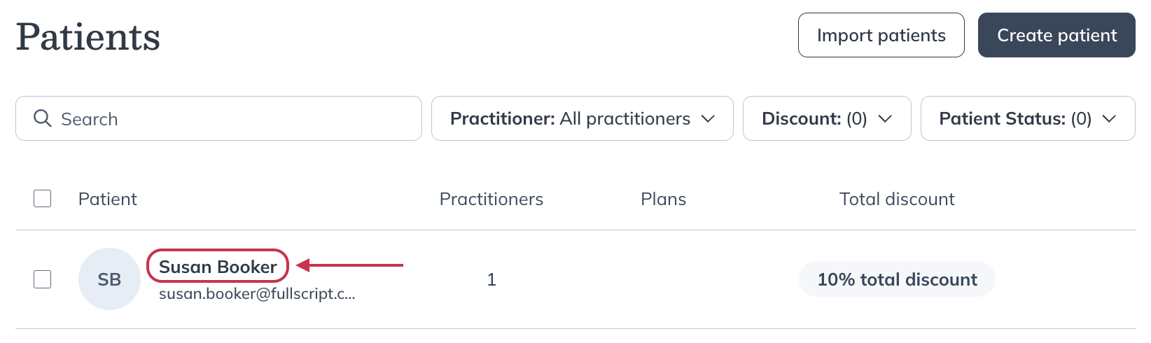 Click the patient's name.