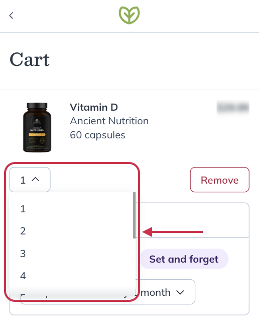 Use the quantity dropdown to choose the number of units you want.