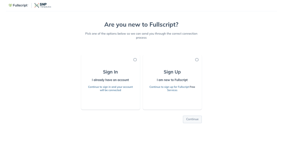 Sign in or sign up for a Fullscript account.