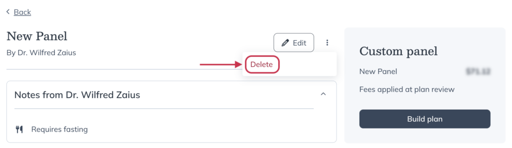 Deleting a custom panel.