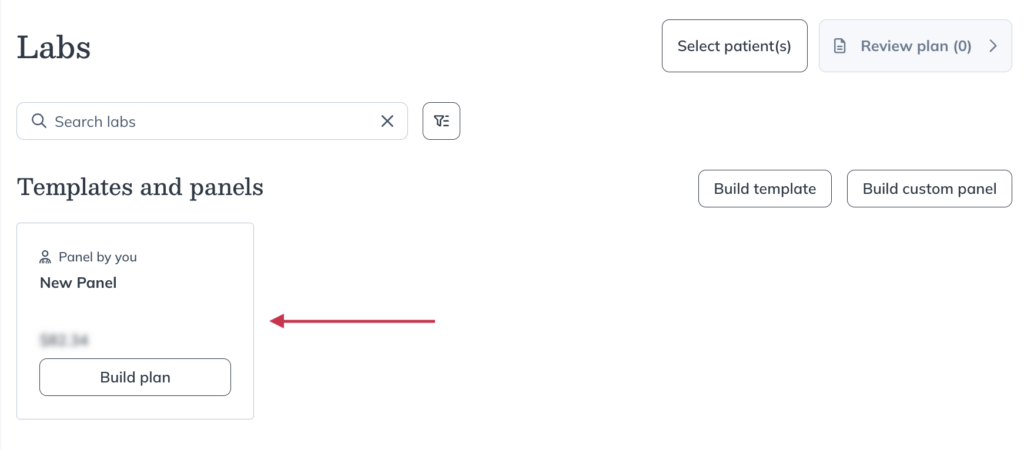 A new custom panel on the Labs catalog page.