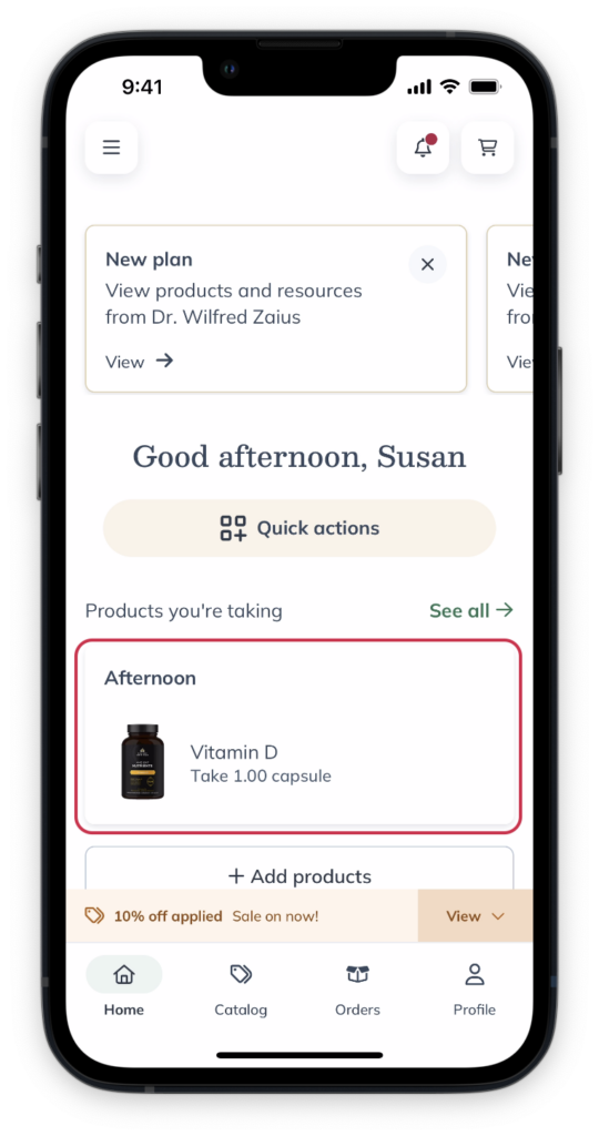 Tap on the product you're taking.
