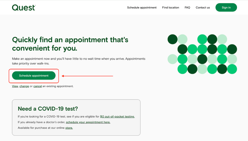 Where to select "Schedule appointment."