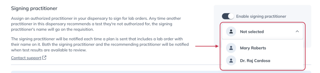 Selecting a signing practitioner.