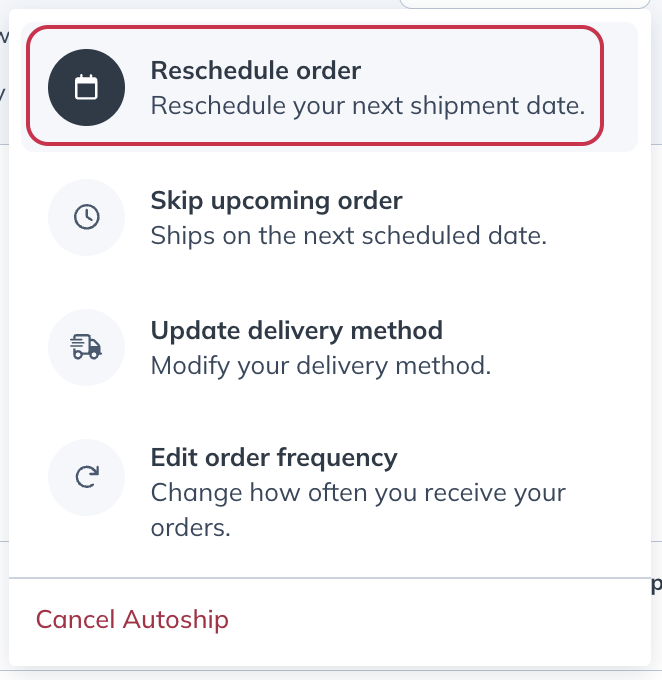 Reschedule order