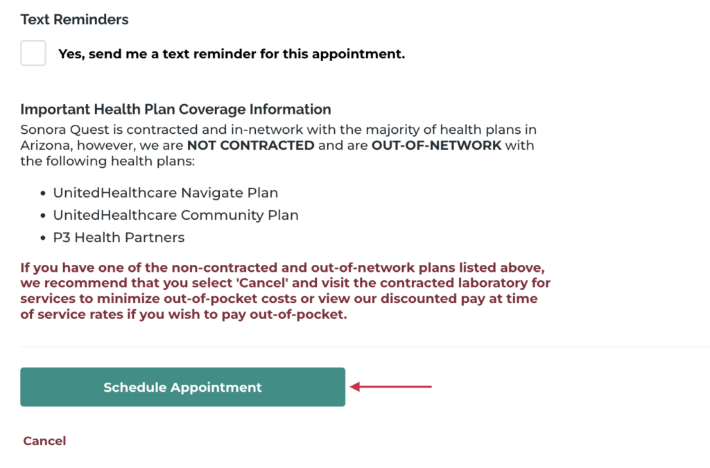 Click Schedule appointment.