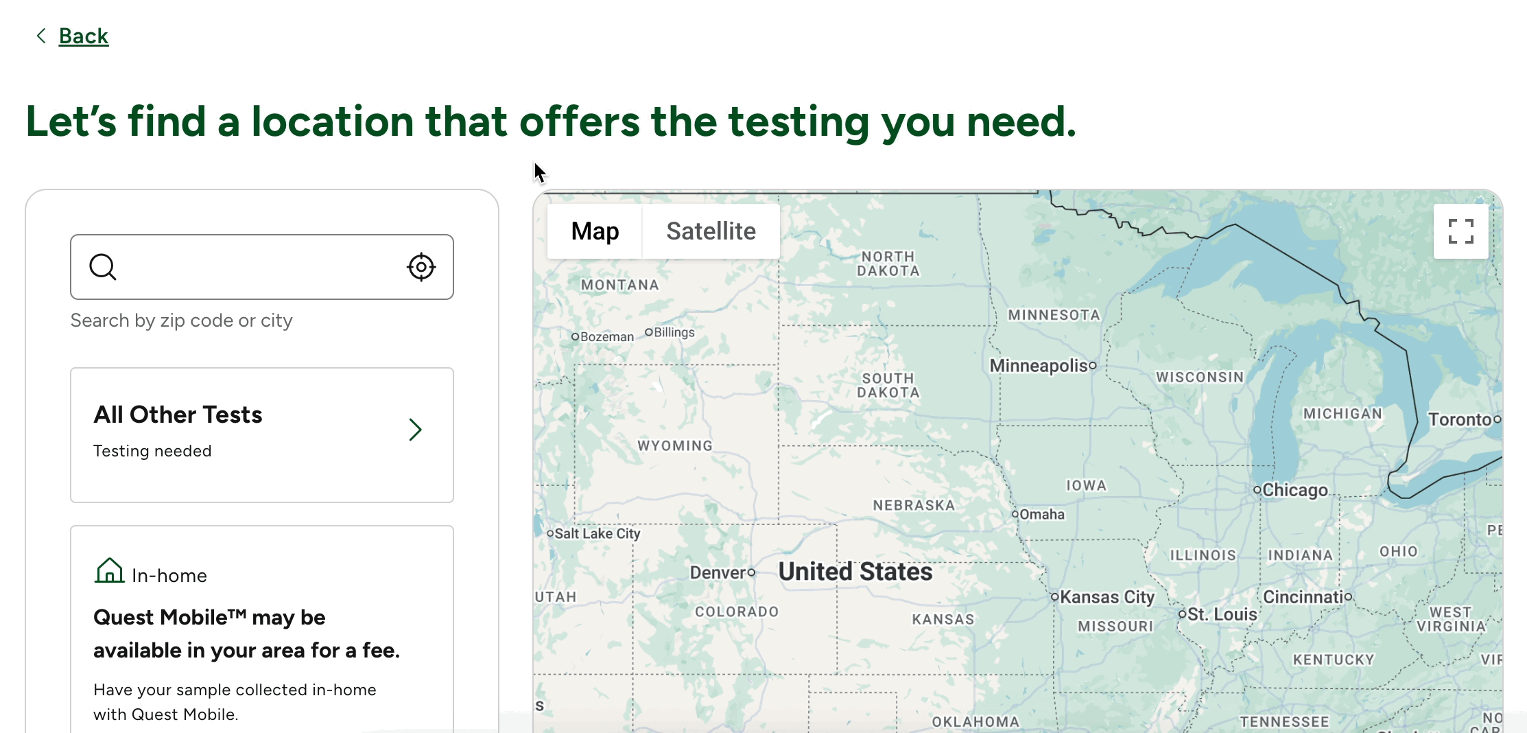 Selecting a location for your blood draw.