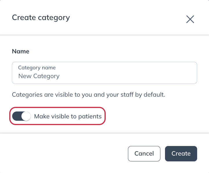 Make visible to patients toggle