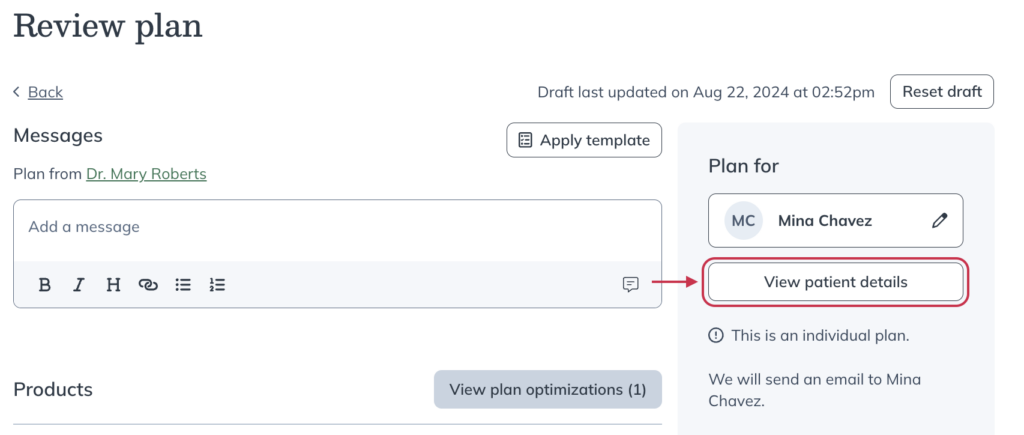 View patient details.