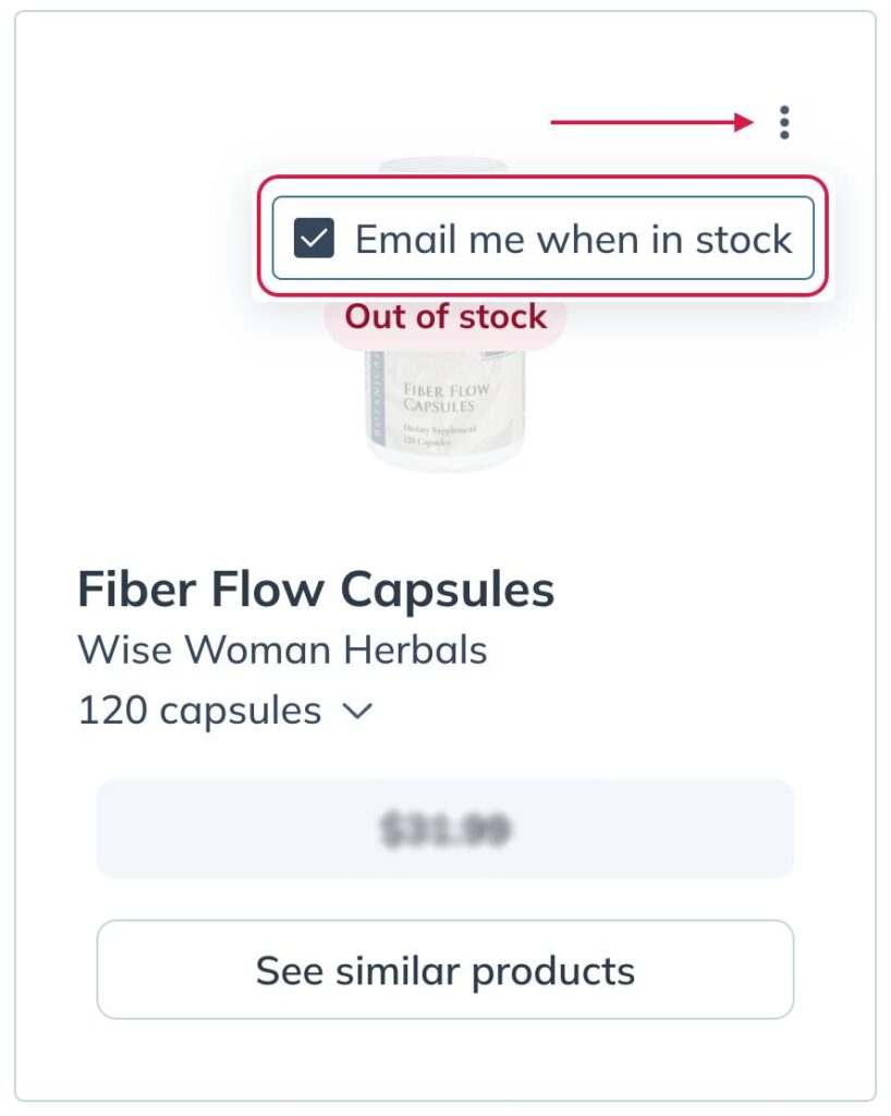 Selecting the option to Email me when in stock.