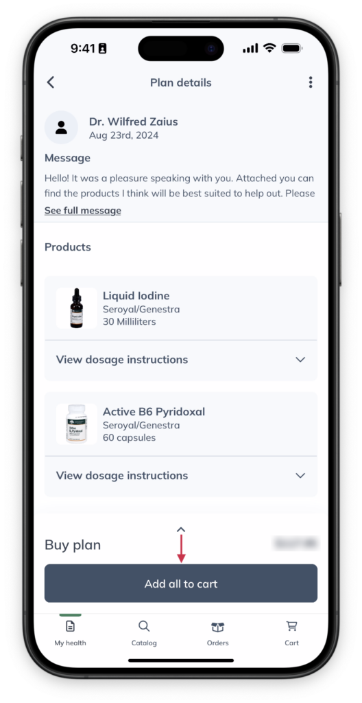 Tap Add all to cart to add all products to your cart.