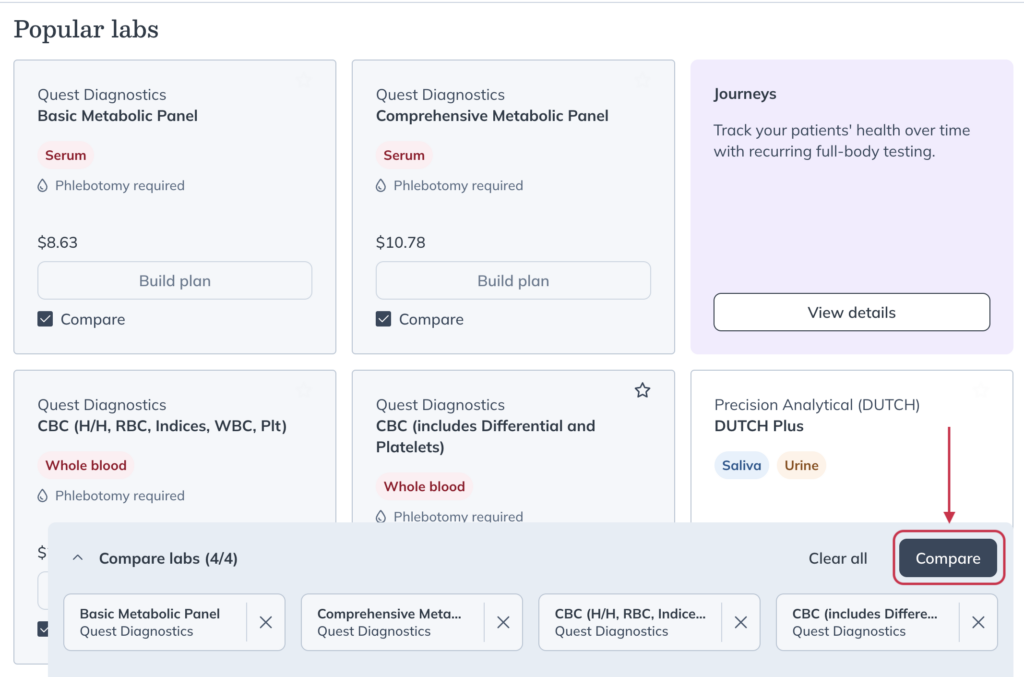 When you're ready, click Compare on the right side of the modal.