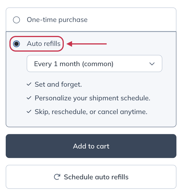 Selecting the Auto refills check box.