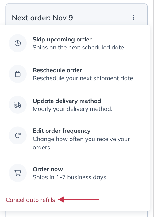 Cancel auto refills