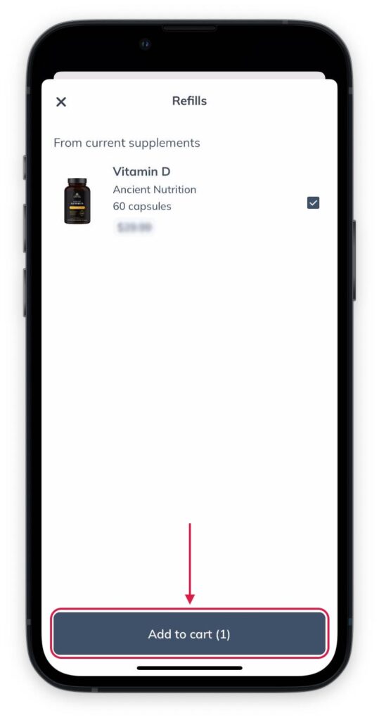 Add to cart from Refill menu.