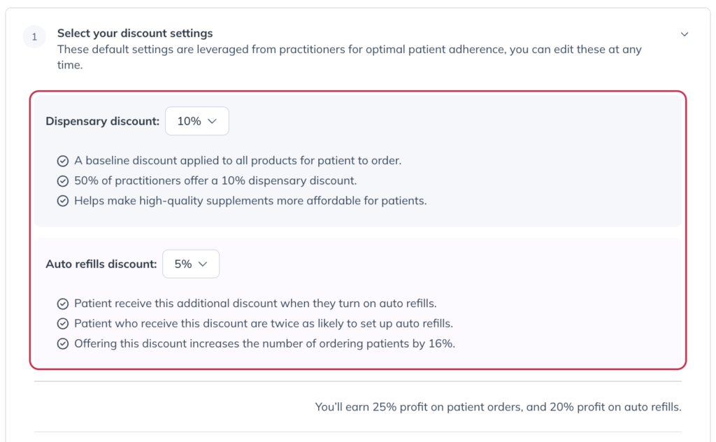 Setting up patient discounts