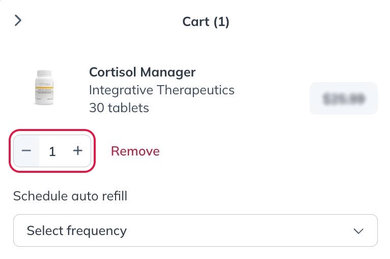 Selecting the number of units from the shopping cart.