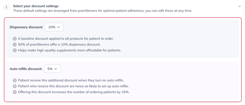 Selecting your discount settings.