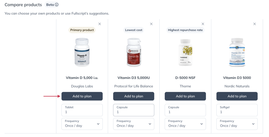 Clicking Add to plan from the comparisons page.