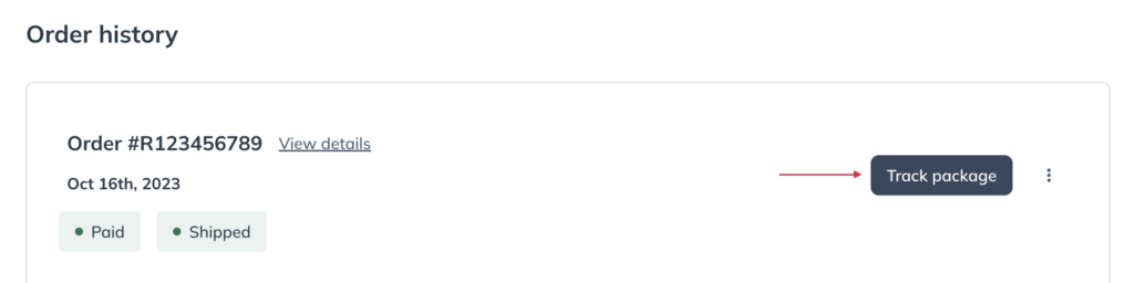 The Track package button to the right of the order number.
