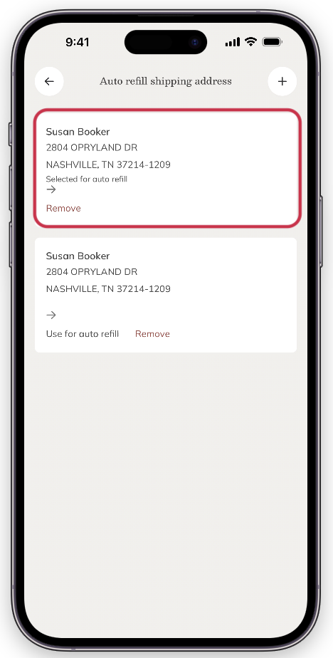 Editing or removing shipping address.