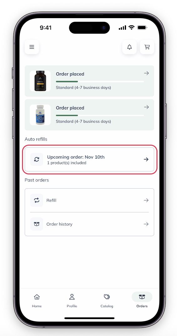 Your next auto refill order.