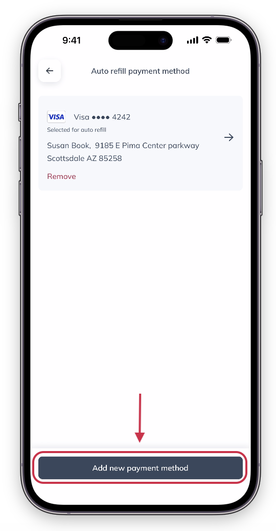 Add new payment method.