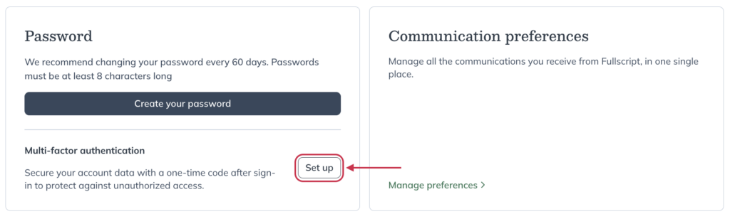 under password, find 2-step verification and click set up.