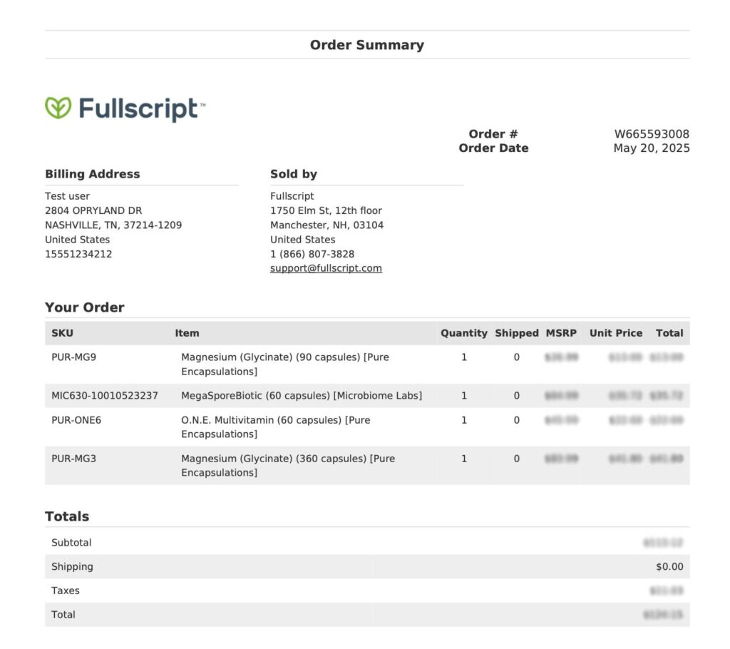 An example of a wholesale invoice.