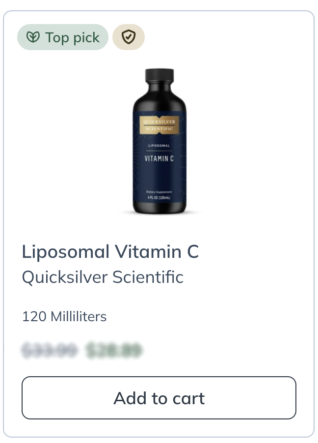 
Product with Top pick and Enhanced testing badge. 